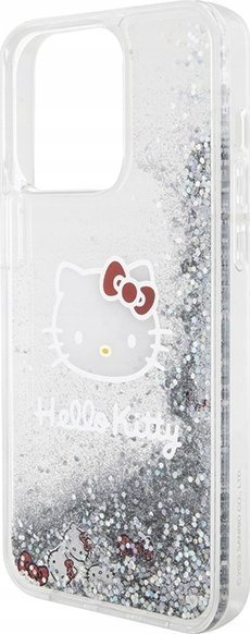 Mbështjellës telefoni Hello Kitty Liquid Glitter Charms Kitty Headcase për iPhone 15 Pro Max, transparent