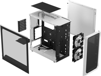 Kasë kompjuteri Fractal Design Focus 2 RGB White TG Clear Tint