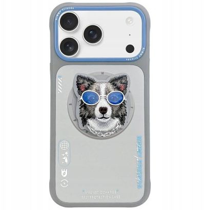 Mbulesë telefoni Nimmy Glasses Cool Dog MagSafe për iPhone 17 Pro Max, polikarbonat dhe TPU, gri