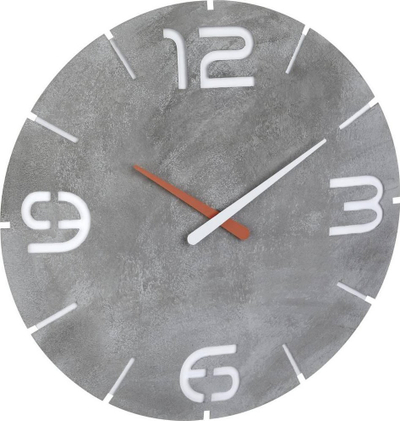 Orë murale TFA Contour 60.3536.15, 35 cm, efekt betoni, gri e bardhë
