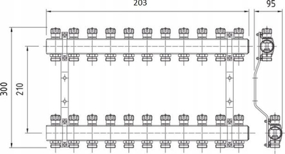 Manifold ngrohje PERFEXIM PHA-109A, 2 qarqe, bronx, metalik