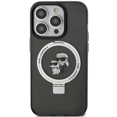 Këllëf telefoni Karl Lagerfeld KLHMP13LHMRSKCK, për iPhone 13 Pro 6.1", MagSafe me unazë mbajtëse, i zi