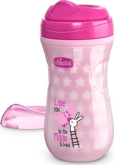 Gotë për kalamaj Chicco Luminous Cup, 266ml, 14m+, rozë