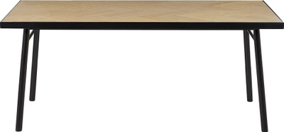 Tavolinë ngrënieje Beliani IVORIE, 180x90 cm, dru frashëri i çelët, këmbë të zeza