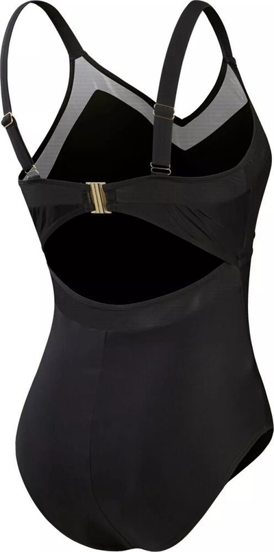 Rrobë banje njëpjesëshe Speedo Eco Mesh Detail 1p për goca, me rripa që rregullohen, ngjyrë e zezë