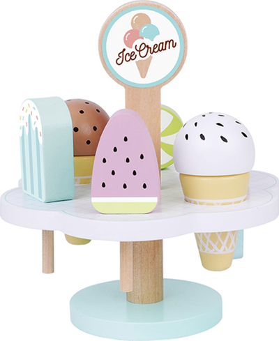 Lodër druri Wooden Toy, set akullore me qëndrim
