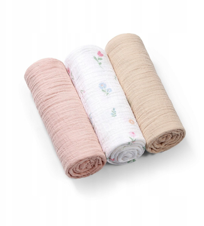 Pelena muslini Babyono Crinkled 828/01, set 3 copë, super të buta, ngjyrë krem