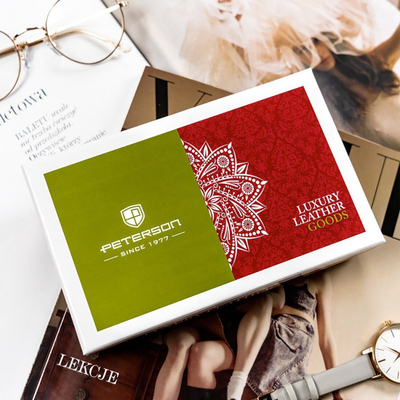 Portofol për gra Peterson, lëkurë natyrale, RFID Protect, ngjyrë ari