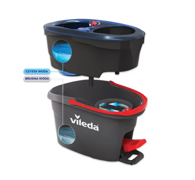 Sistem mop pastrimi Vileda H2Pro Spin, me rrotullim, kovë me rezervuar uji, gri