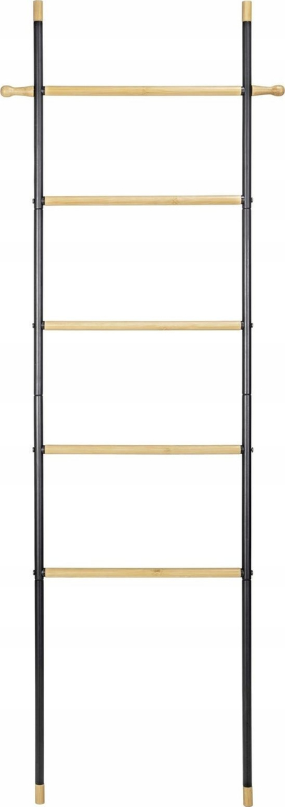 Shkallë peshqirësh WENKO Loft, 5 nivele, çelik dhe bamboo, e zezë