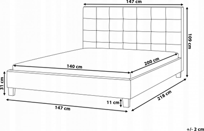 Француски кревет Eu Waterbed, 140x200cm, тапацир полиестер, темно сив