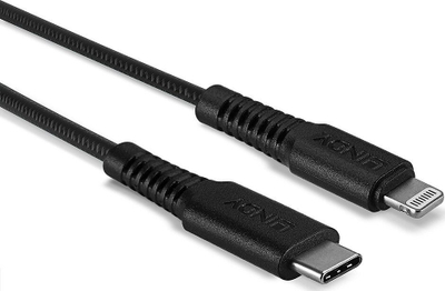 Kabllo USB C në Lightning Lindy, 3m, e fortë, e zezë