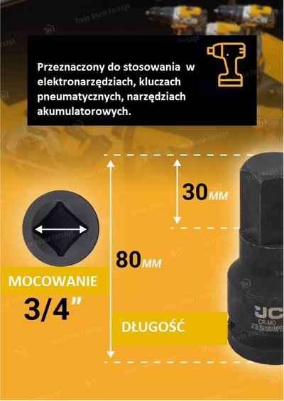 Çelës goditës JCB 26410034MPB, bit 34mm, 3/4", 6-këndor