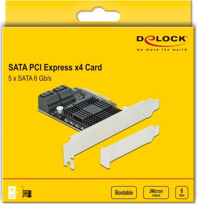 Kartë zgjeruese DeLOCK 90498, PCI Express, 5 porta SATA, e zezë