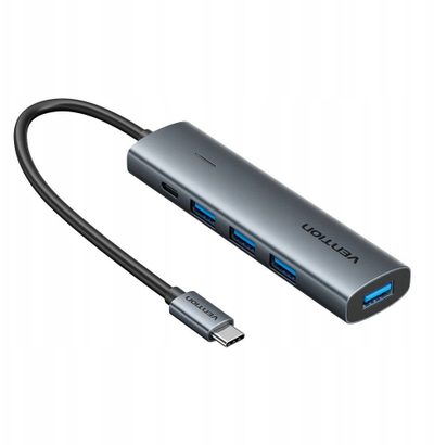 Hub USB-C 5 me 1 Vention, 4x USB 3.0, 0.15m, gri