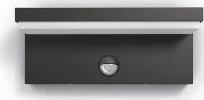 Llambë murale e jashtme Philips Bustan, LED 9W, me sensor lëvizjeje, antracit