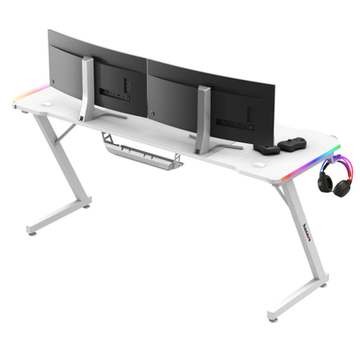 Tavolinë gaming Huzaro Hero 4.8, 160 cm, RGB, e bardhë