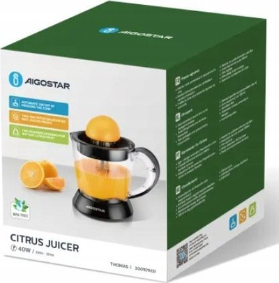 Цедалка за агруми Aigostar Citrus Juicer, 40W, мерна чаша 1L, црна