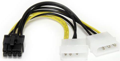 Kabllo adapter energjie StarTech LP4PCIEX8ADP, LP4 në 8 pin PCI Express, 15 cm, e zezë