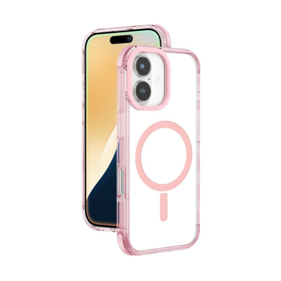 Маска за телефон Amazingthing Omni Mag Case за iPhone 16, проѕирна, со MagSafe, темно розова