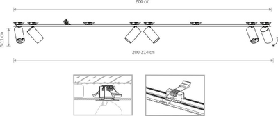 Lampë tavanore Mono Surface, 6xGU10, 200 cm, e zezë bronzi