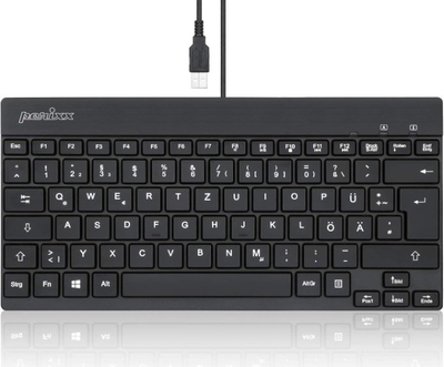 Tastierë me kabllo Perixx PERIBOARD-326, layout gjerman QWERTZ, me ndriçim, e zezë
