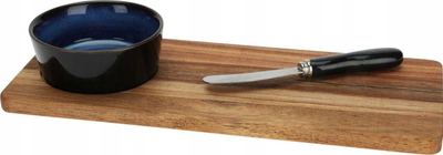 Set dërrase druri për servirje Excellent Houseware, me thikë dhe enë, bezhë