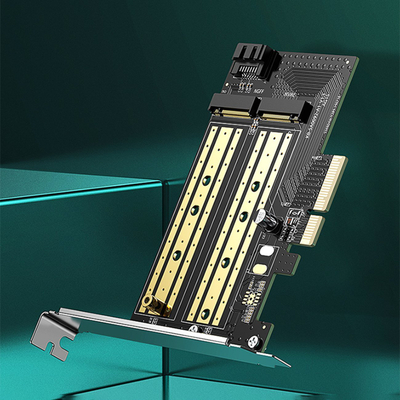 Adapter kontrollues Ugreen PCIe 3.0 x4 për SSD M.2 M-Key dhe B-Key, i zi