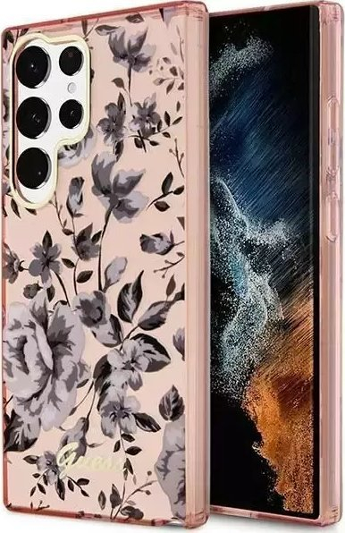 Mbrojtëse telefoni Guess Flower për Samsung Galaxy S23 Ultra, TPU, rozë me lule