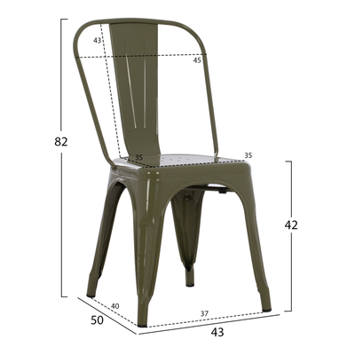 Karrige metalike Melita 43×50×82 cm (HM8641.03), gjelbër