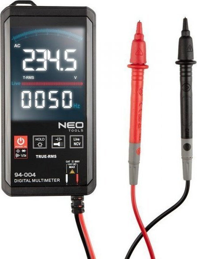 Multimetër digjital Neo 94-004, True RMS, me ekran LCD, portokalli