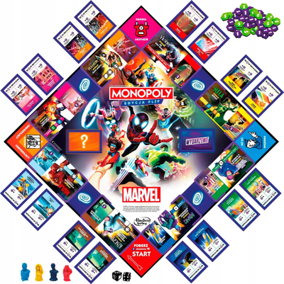 Друштвена игра Hasbro Monopoly Marvel Flip Edition, 2–4 играчи, полска верзија, многуобоена