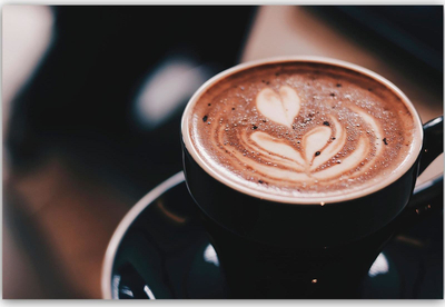 Pikturë në kanavacë Coffee Latte Cup, 60x40 cm, kornizë MDF, shumëngjyrëshe