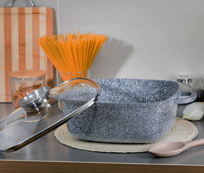 Tengere katrore Zilner Marble, 6.5L, për soba me induksion edhe gaz, gri mermeri
