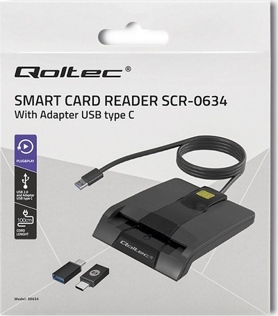 Lexues kartelash Qoltec SCR-0634, USB Type C dhe USB, i zi