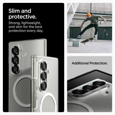 Mbrojtëse telefoni Spigen AirSkin Mag për Samsung Galaxy Z Fold7, MagSafe, polikarbonat, transparente e bardhë