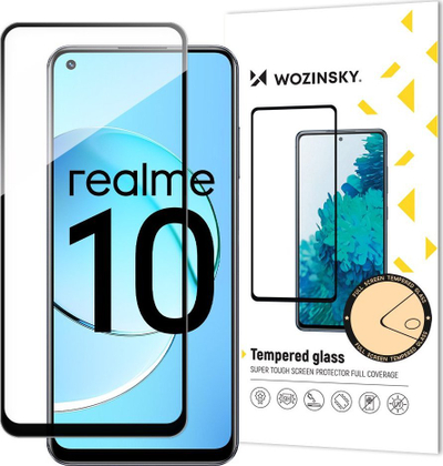 xham mbrojtës Wozinsky Full Glue për Realme 10, xham i fortë 9H, me kornizë të zezë