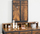 Tavolinë tualeti rustike Cosmetic Dressing Table, pasqyrë e madhe palosëse, 3 sirtarë, me stol, kafe