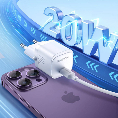 Karikues USB-C Joyroom JR-TCF02, 20W PD, me kabllo 1m, i bardhë