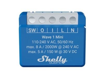 Ndërprerës smart Shelly Wave 1 Mini LR, Z Wave, 8A, blu
