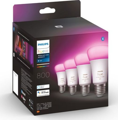 Set llamba të mençme Philips Hue E27, 6.5W, RGBW Bluetooth, 4 copë