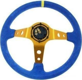 Timon sportiv MTuning Steering Wheel Pro 350mm, offset 80mm, suede blu
