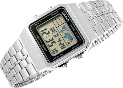Orë dore Casio A500WA-1, quartz, digjitale, çelik inox argjendi
