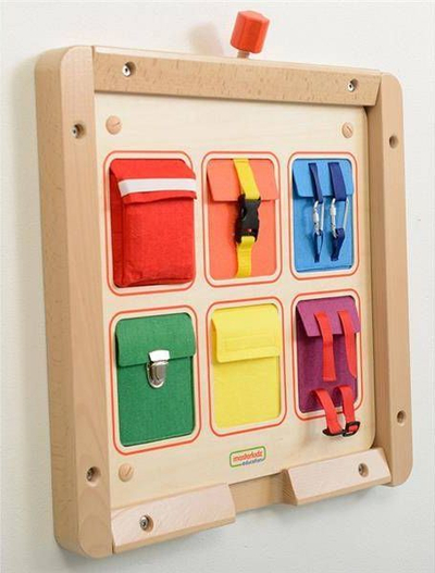 Panel edukativ Masterkidz Pockets, dru 46cm, xhepa me mbyllje, shumëngjyrësh