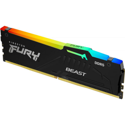Memorie RAM Kingston Fury Beast RGB DDR5, 32GB, 5200MHz CL40, e zezë