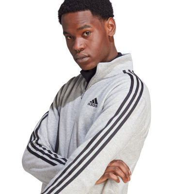 Тренерка adidas Basic 3 Stripes Fleece M IA3073, за мажи, памук полиестер, сива