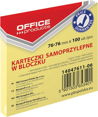 Fletëngjitëse vetëngjitëse Office Products Light Note, 76x76mm, 100 fletë, pastel
