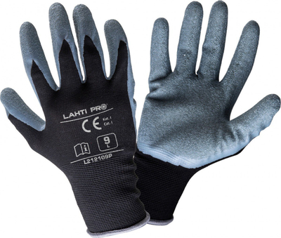 Doreza pune Lahti Pro L212110P, latex, set 12 palë, nr. 10, gri me të zeza