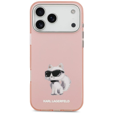 Kapak telefoni Karl Lagerfeld IML MagSafe, iPhone 17 Pro Max, rozë transparent