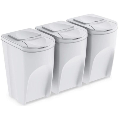 Set koshash plehrash Prosperplast Sortibox IKWB35S3, 3x35L, për riciklim, gri e hapur